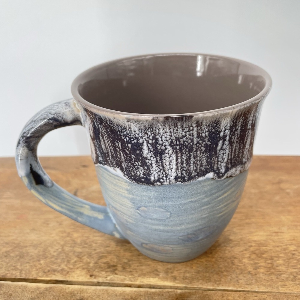 Ocean City Maryland Ceramic Coffee Mug Blue Brown Drip Glaze‎ Coastal Souvenir - Picture 3 of 8